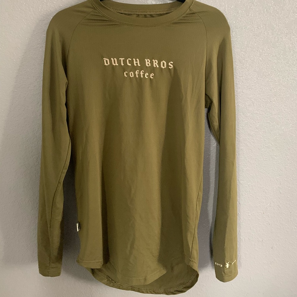 Navy green long sleeve Dutch bros shirt